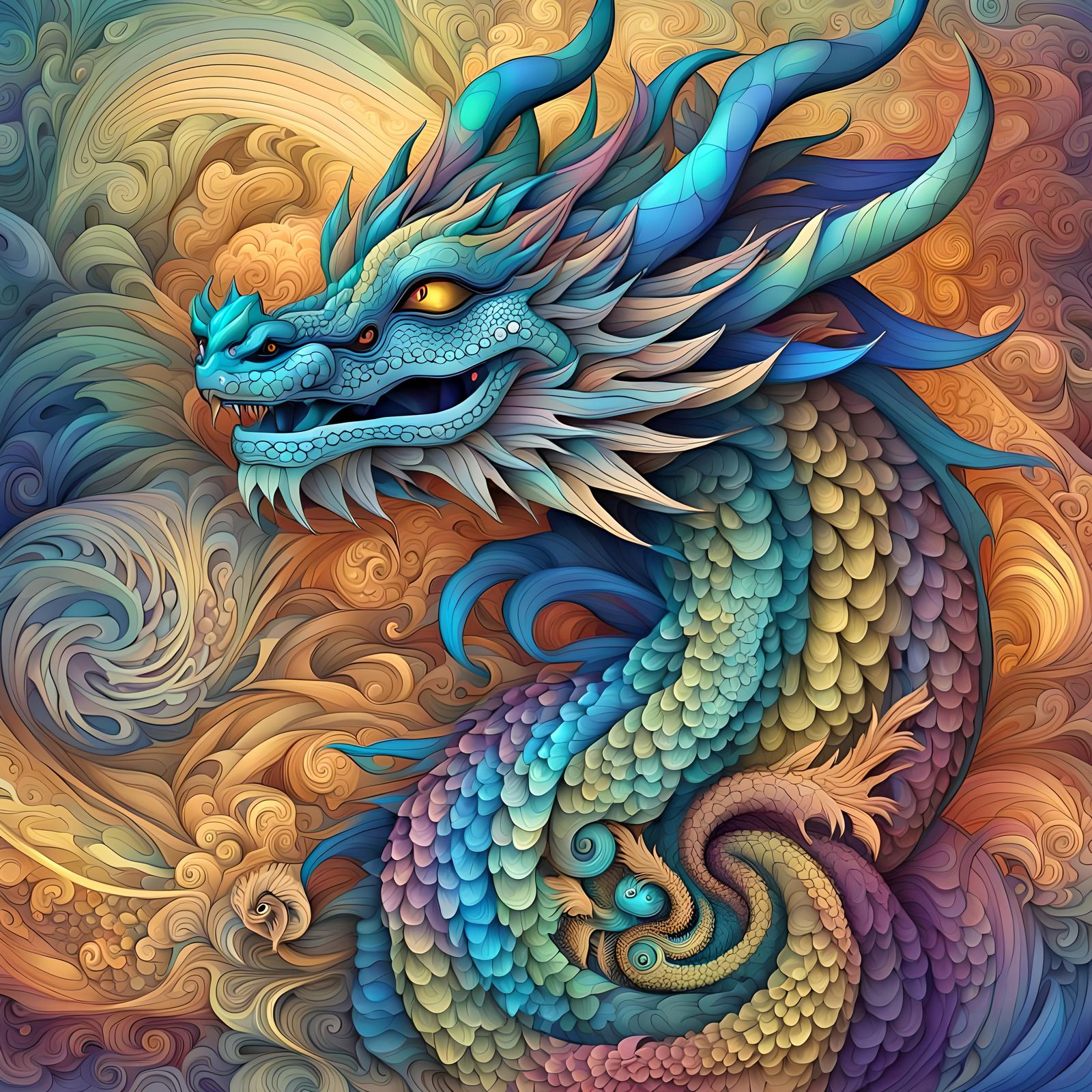 Mystical Dragon and Dreams in Radiant Colors