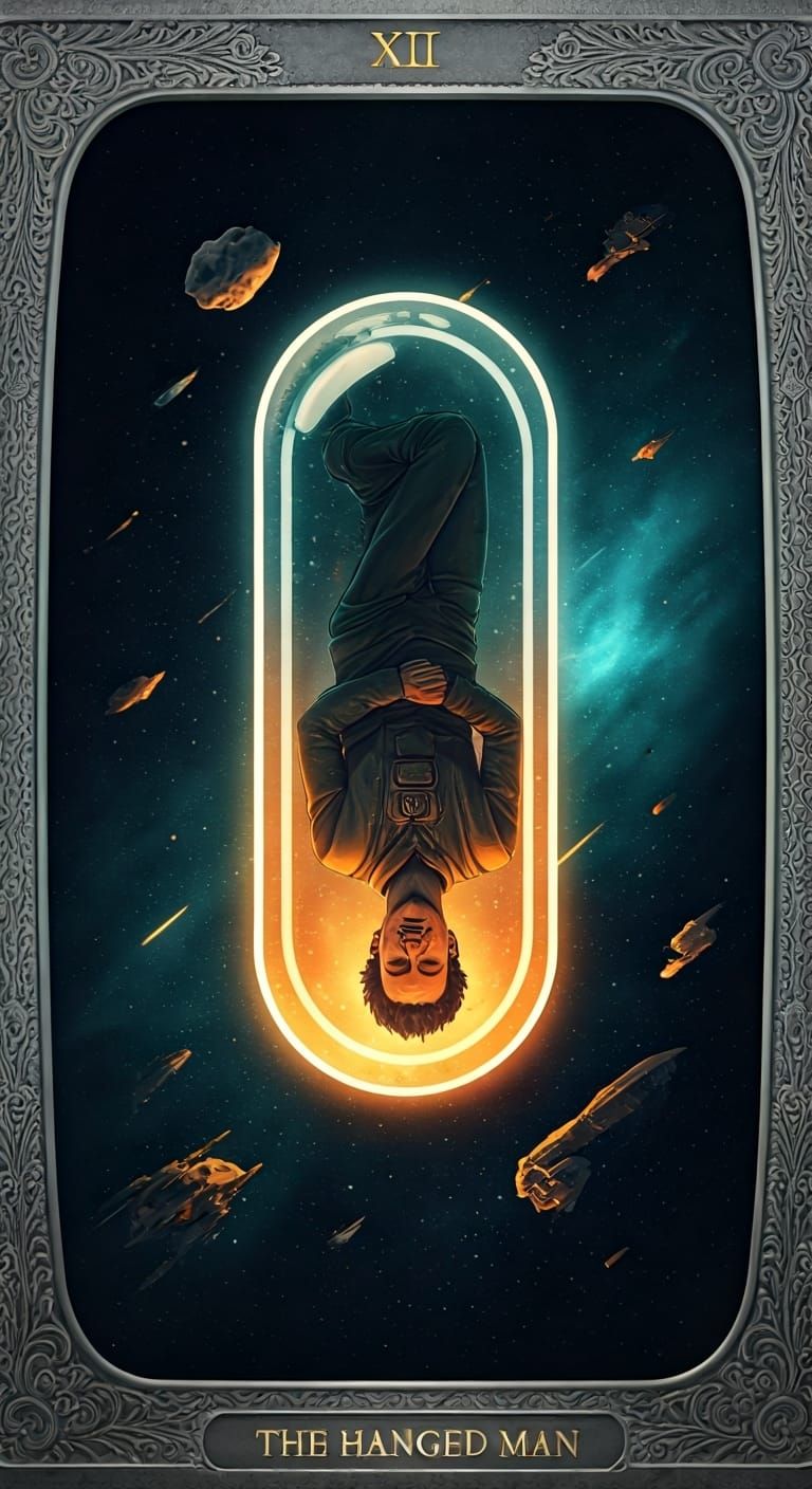 Hanged Man Tarot Card in Space