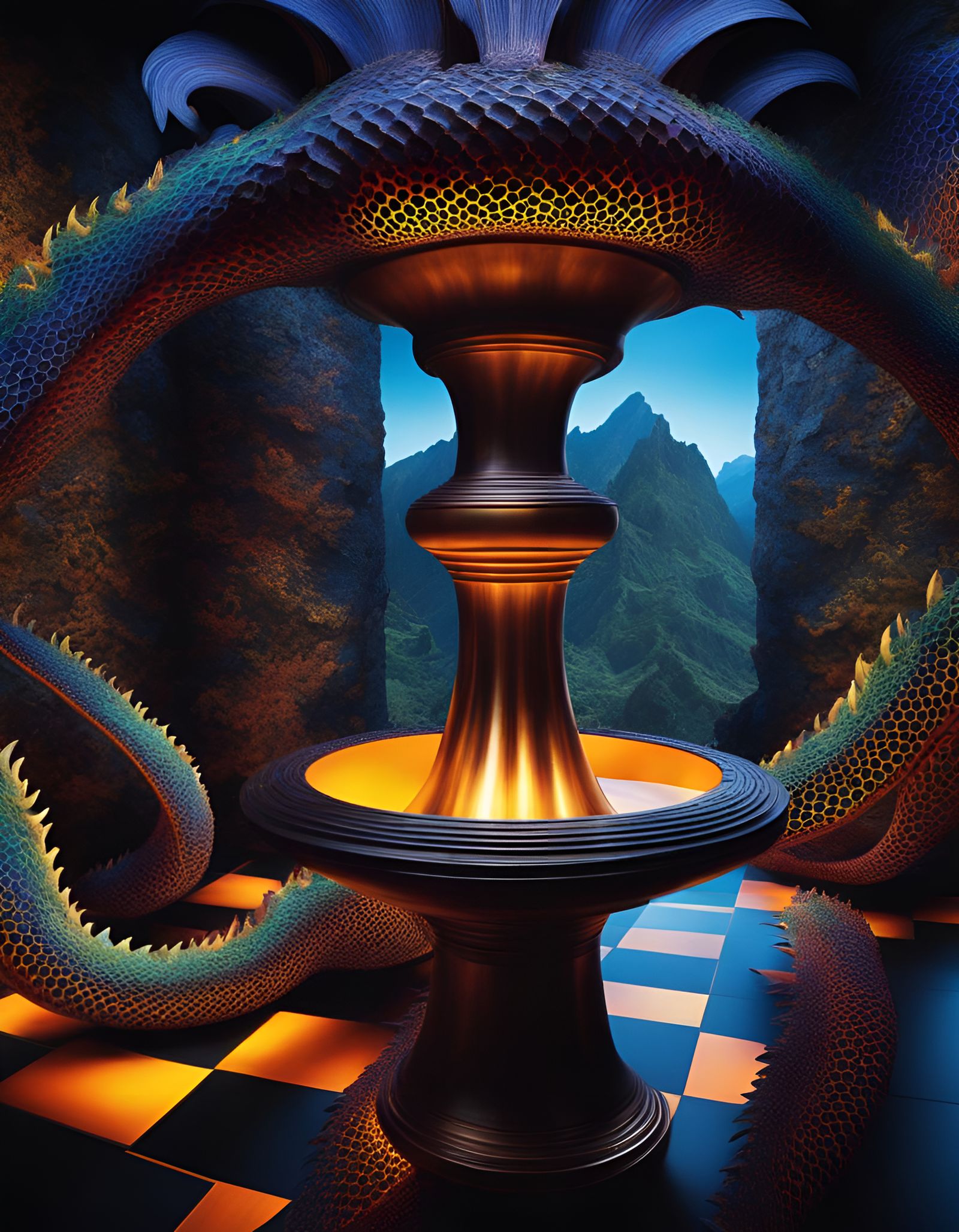 Mystical Dragon Optical Illusion in 3D