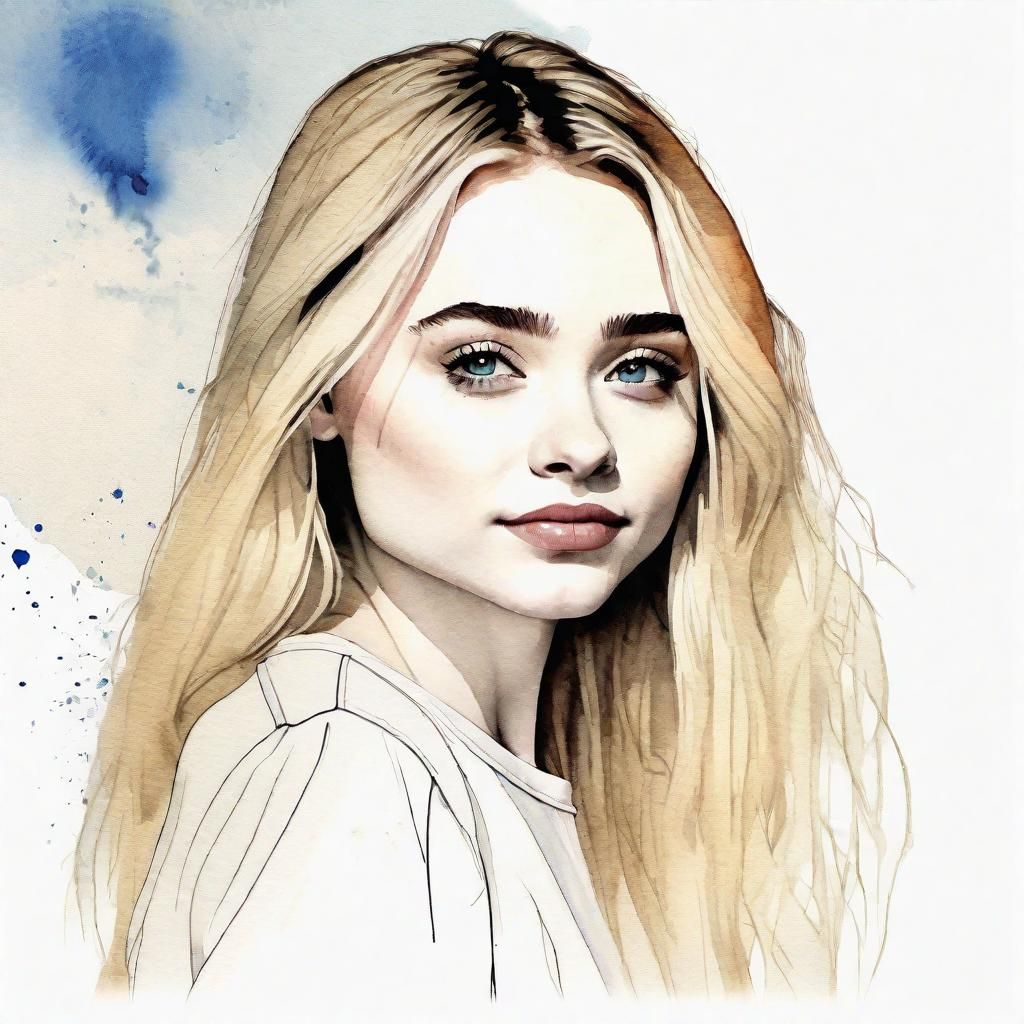 Minimalist Line Art Portrait of Young Woman