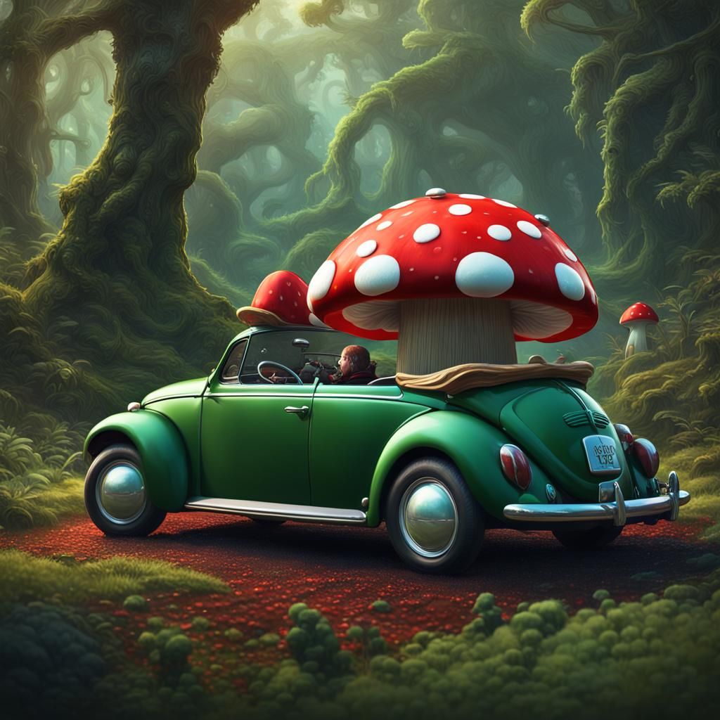 Mushroom Man in Beetle: Detailed Fantasy Art