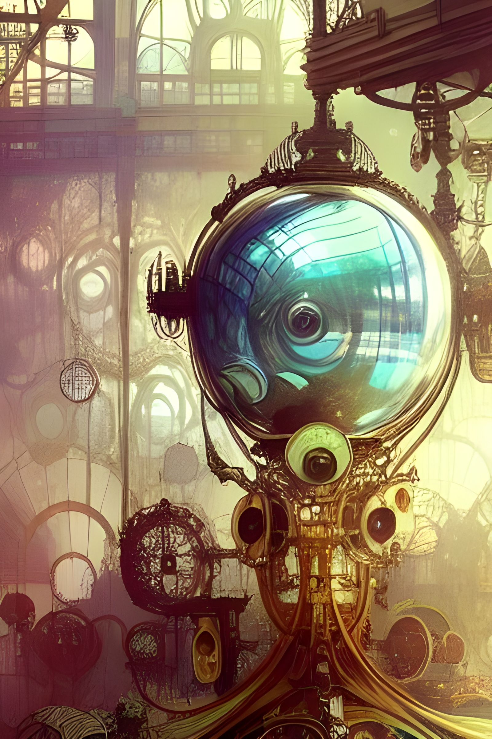 Steampunk Orrery in Elaborate Workshop