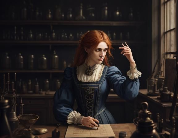 Victorian Anatomist in Laboratory: Pre-Raphaelite Style