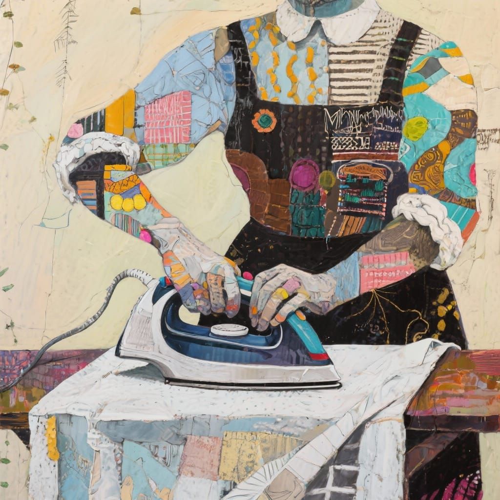 Mixed Media Art Mashup of Ironing