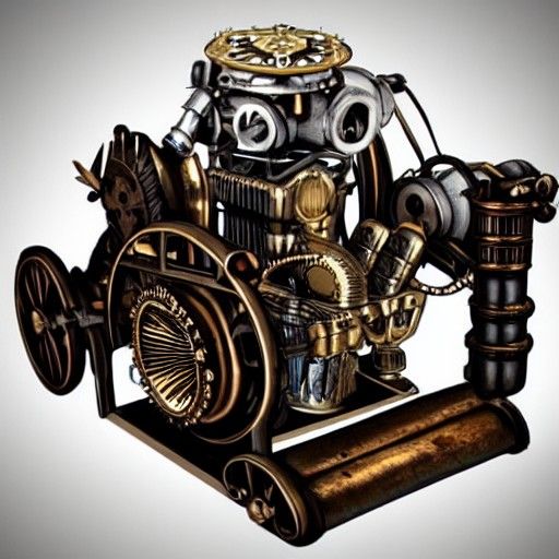 Steampunk Engine: Intricate Digital Art