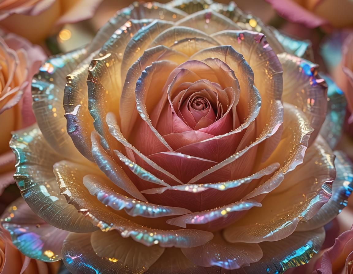 Shimmering Glass Rose: Surreal Romantic Close-Up