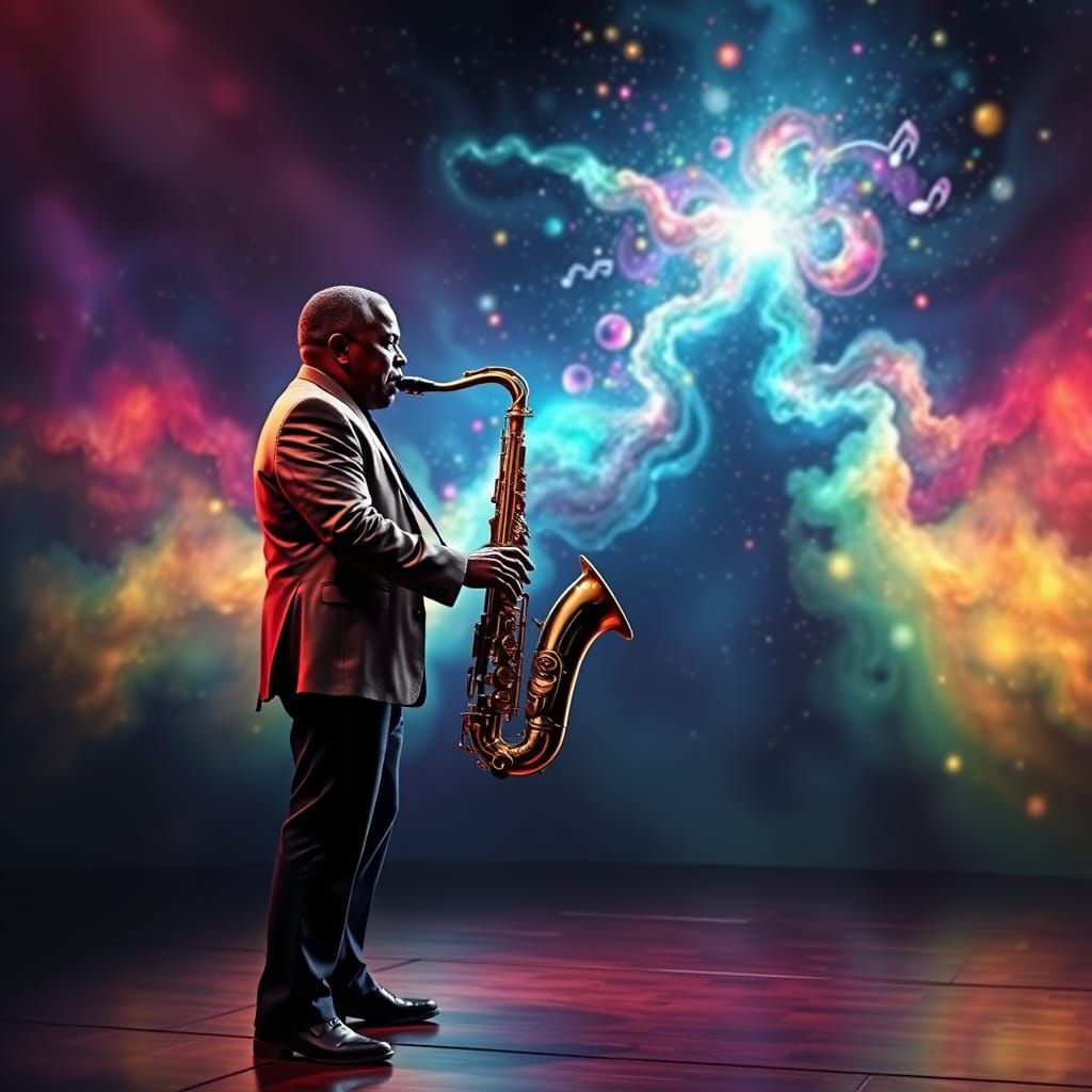 Jazz Saxophonist Embodies Cosmic Harmony
