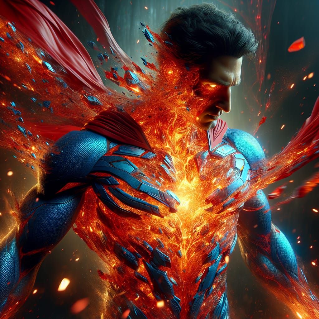 Superman's Crystalline Transformation: Hyperrealistic Sculpt...