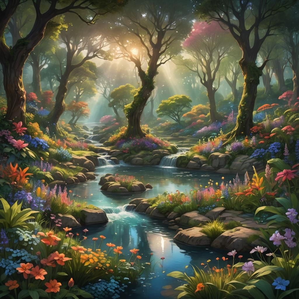 Lush Garden Concept Art in Unreal Engine 5