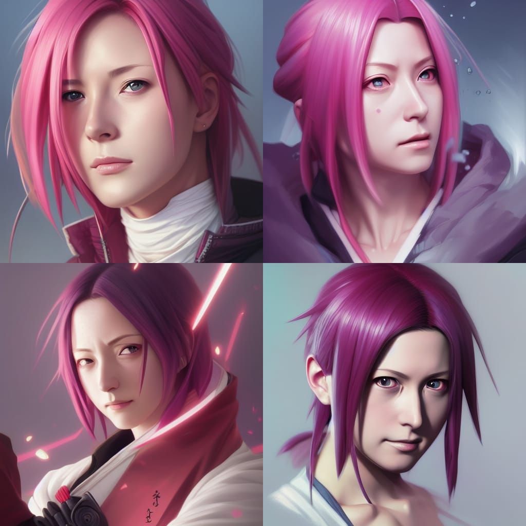 Detailed Portrait of Sakura and Ino in Art Nouveau Style