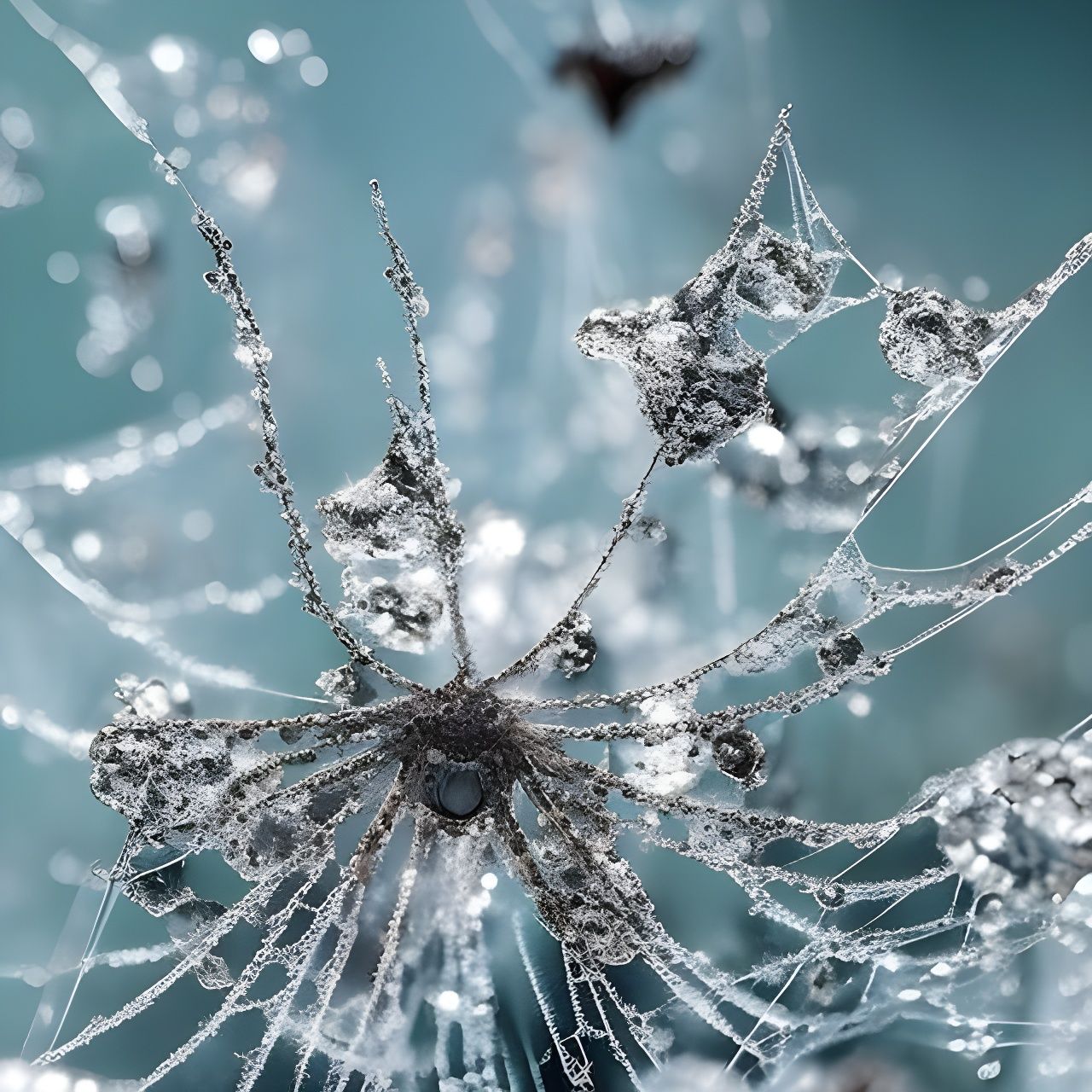 Glass Lightning Spiders on Icy Webs