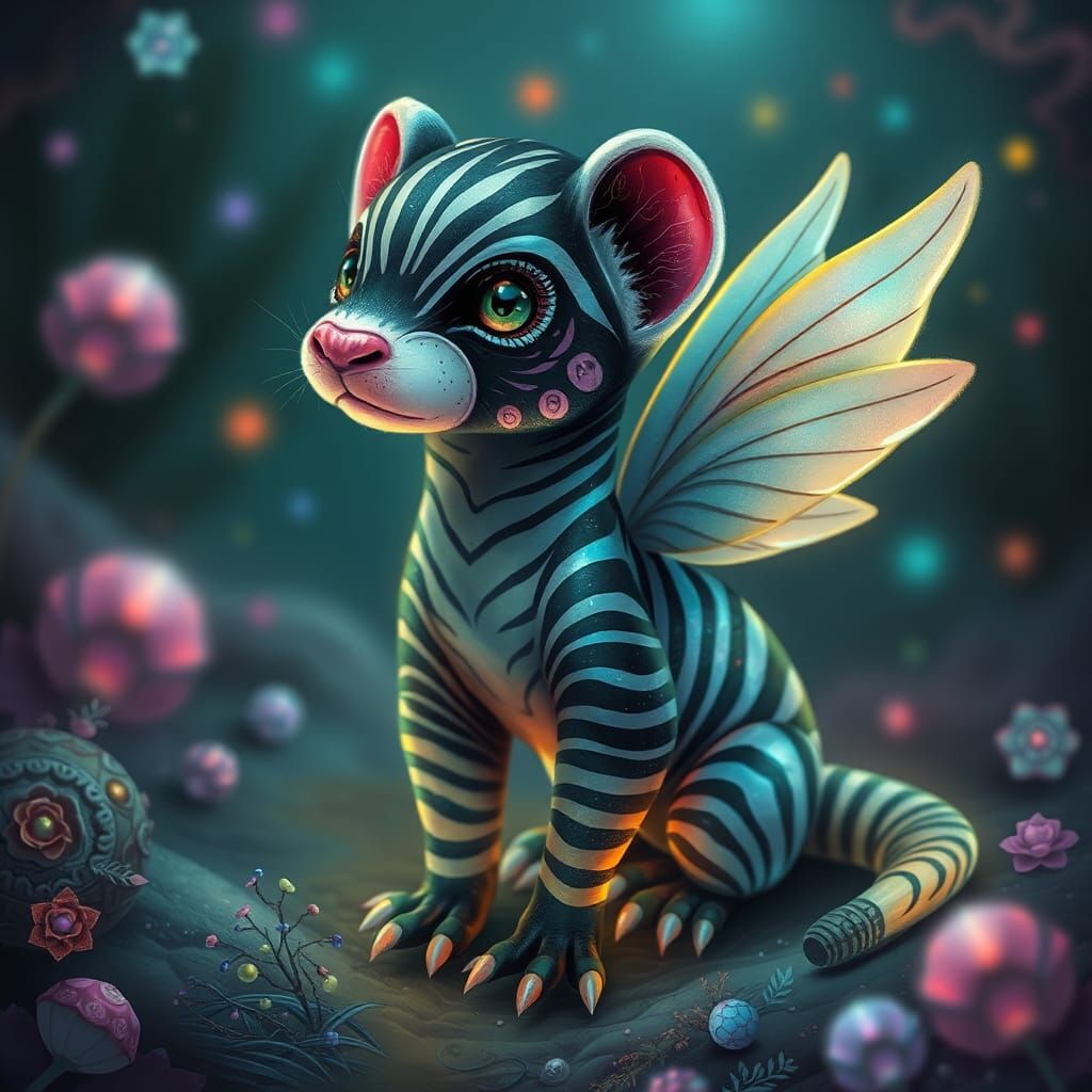 Whimsical ferret - zebra - Fairy mix