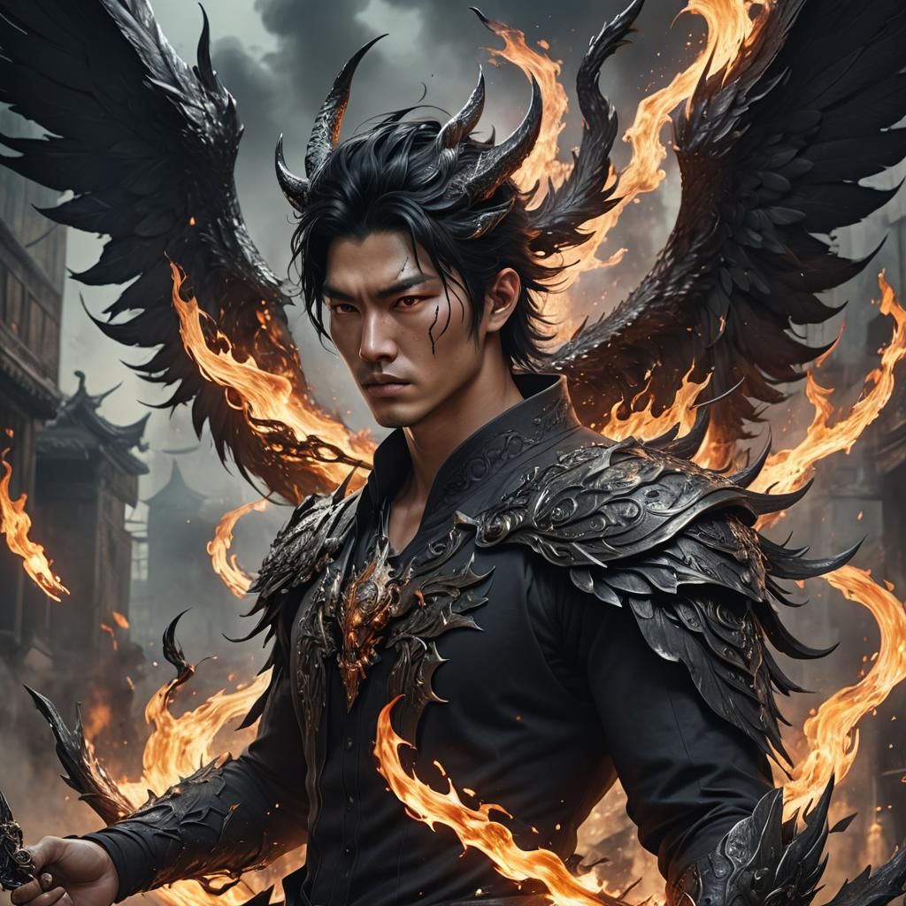 Korean Demon with White Flame in Matte Painting