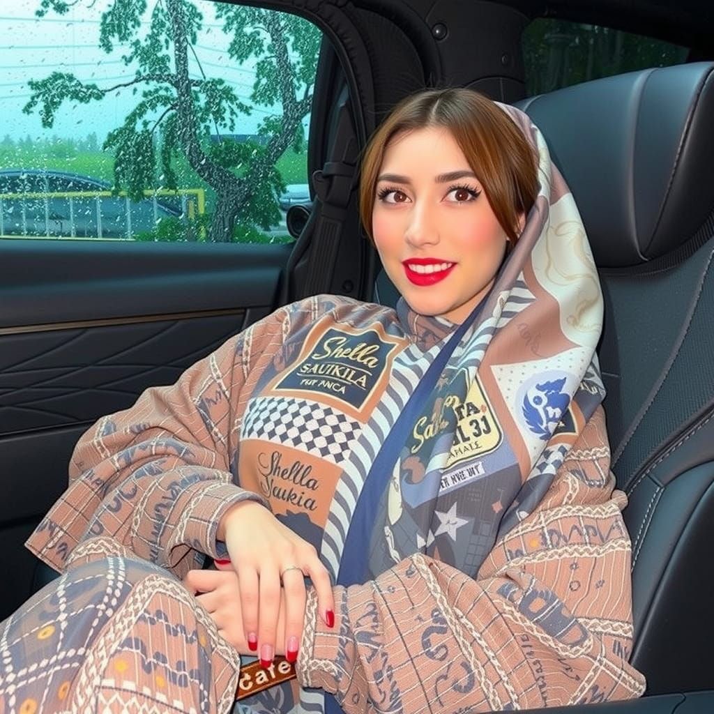 Wearing a chic outfit with a mix of bold and pastel colors, flowing fabrics, and clean lines, exuding a sense of comfort...