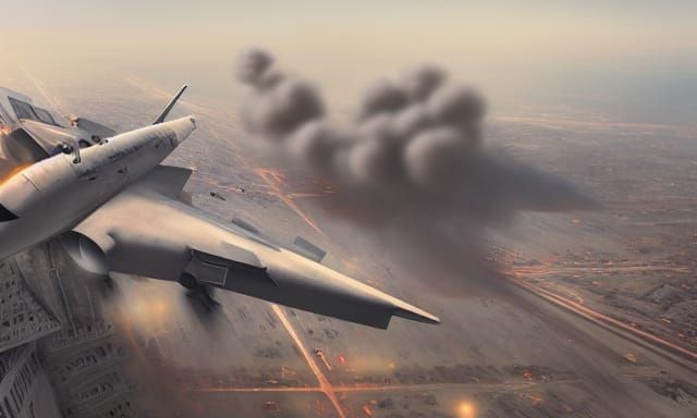Futuristic War Concept Art: USA Bombing Russia