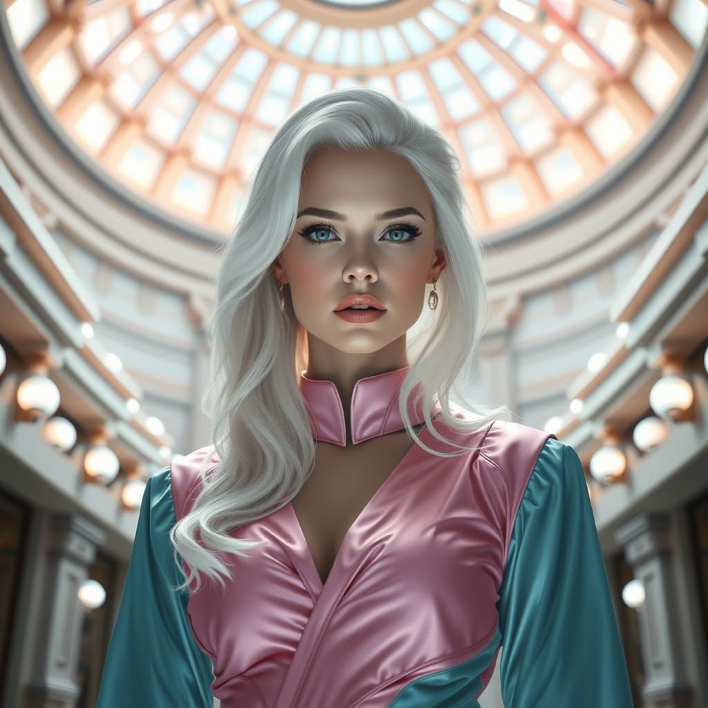 Ethereal Goddess in Futuristic Crystal Dome