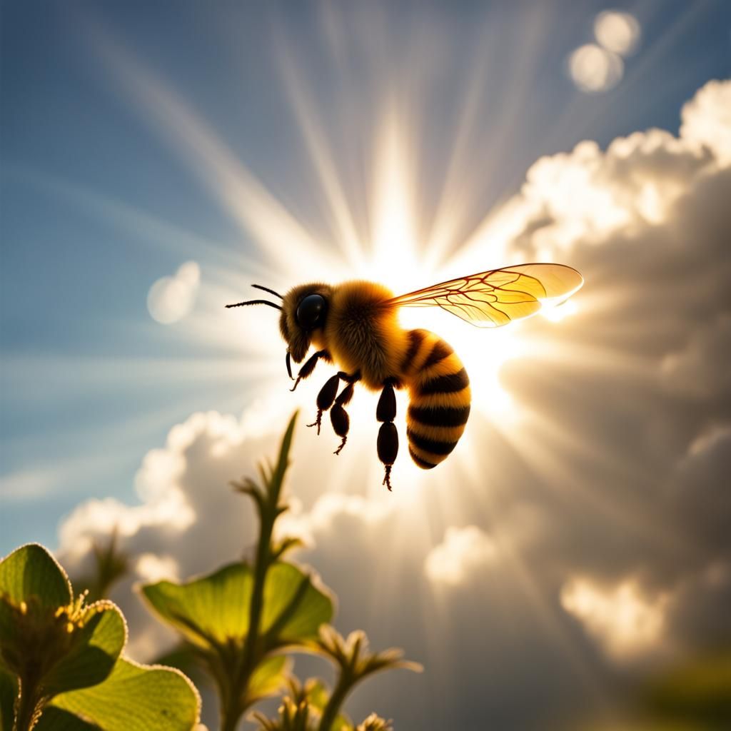 Majestic Bee in Divine Sunshine