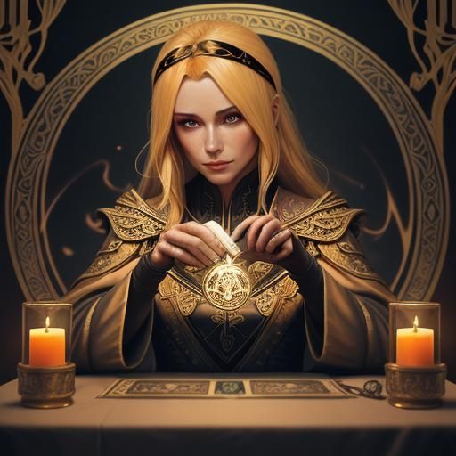 Mystical Tarot Reader in Art Nouveau Style