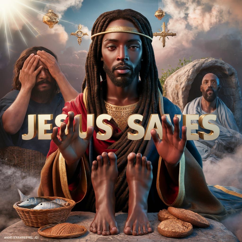 Black Jesus Movie Poster in Hyperrealistic Style