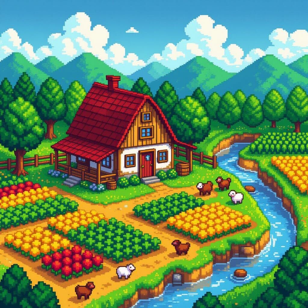 draw me a picture from the video game stardew valley