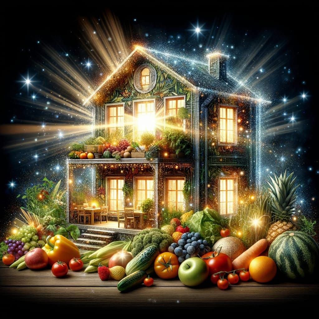 Hyperrealistic House Emerges in Double Exposure with Glowing...