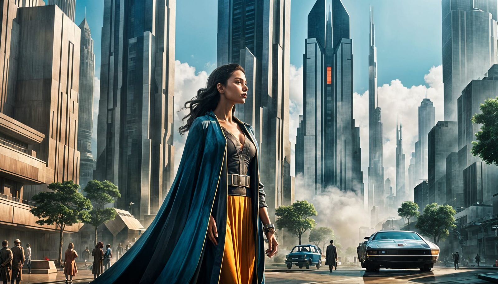 Retro-Futuristic Metropolis in Suprematist Art-Deco Style