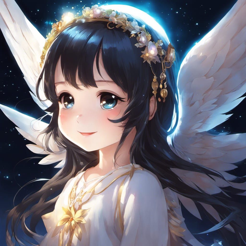 Chibi Angel with Aura of Light in Dreamcore Style