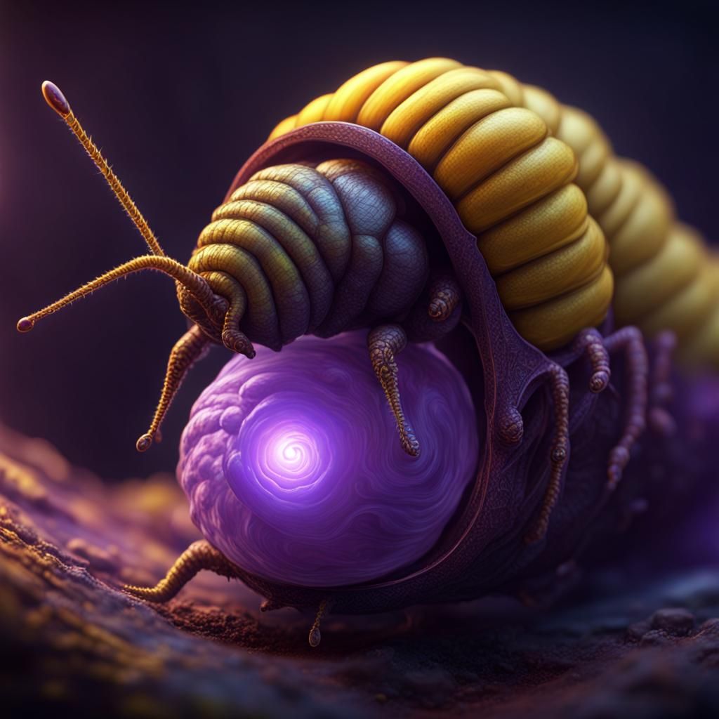 Caterpillar Spinning Cocoon: Dark Fantasy Concept Art