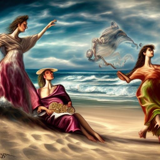 Musical Beach Scene in Ting, Greco, Jessen Style