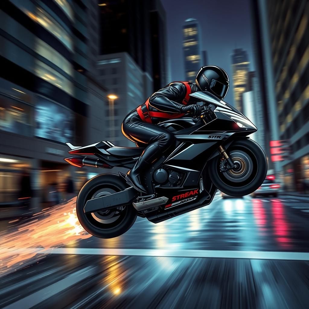 Superhero Speeds Through Futuristic Cityscape