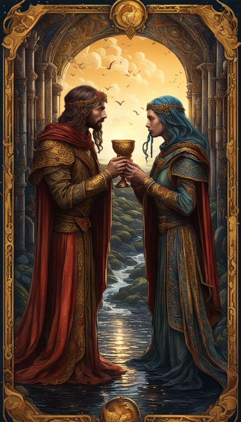 Two of Cups Tarot Card, Medieval Lovers