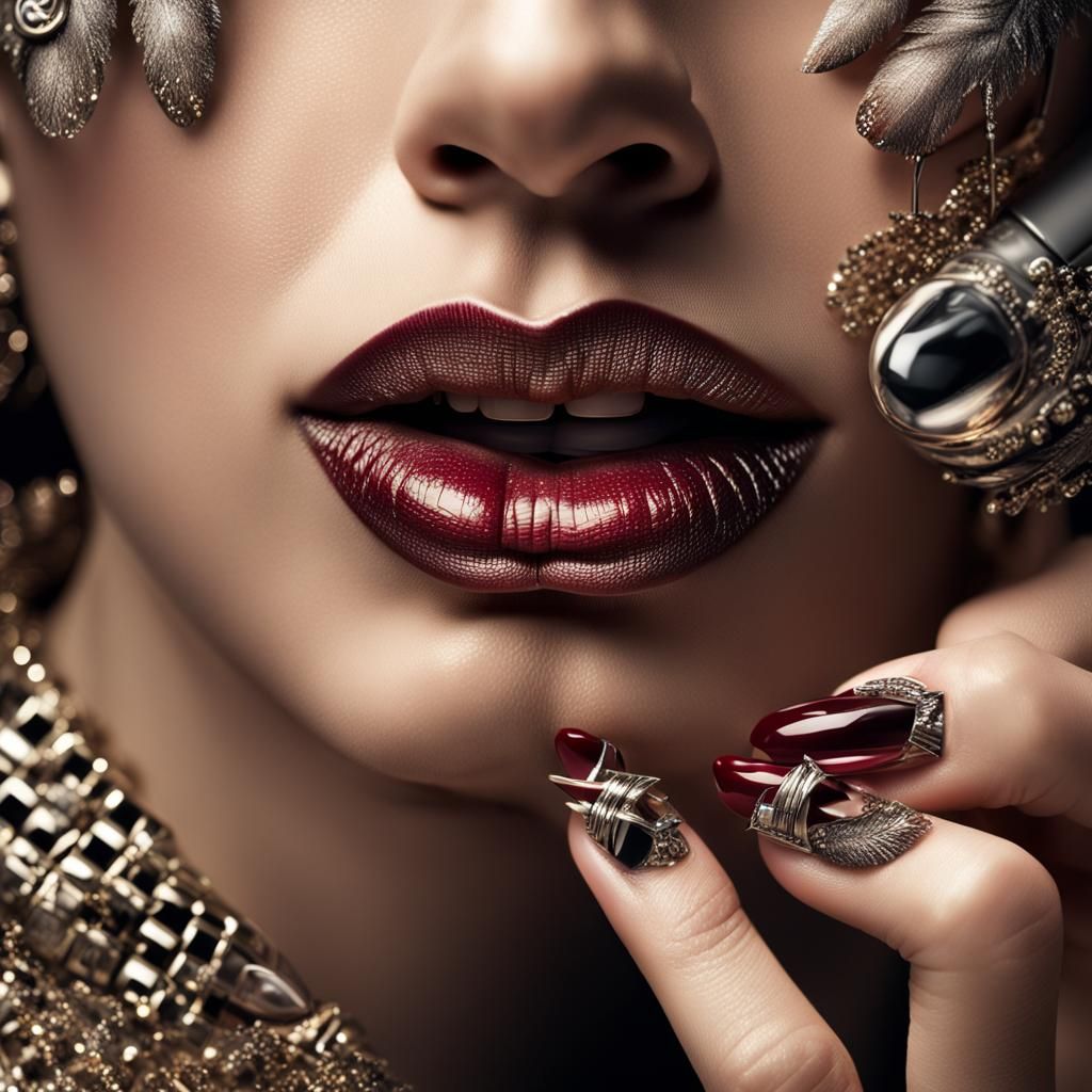 Deco Nails, Lip Gloss, and Lashes in HDR