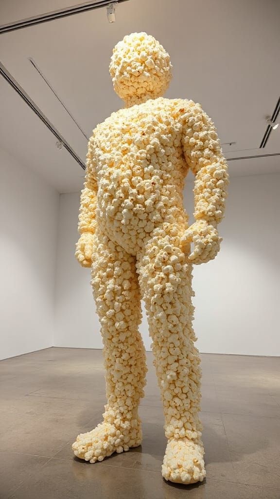 Giant Popcorn Kernel Sculpture in Art Gallery