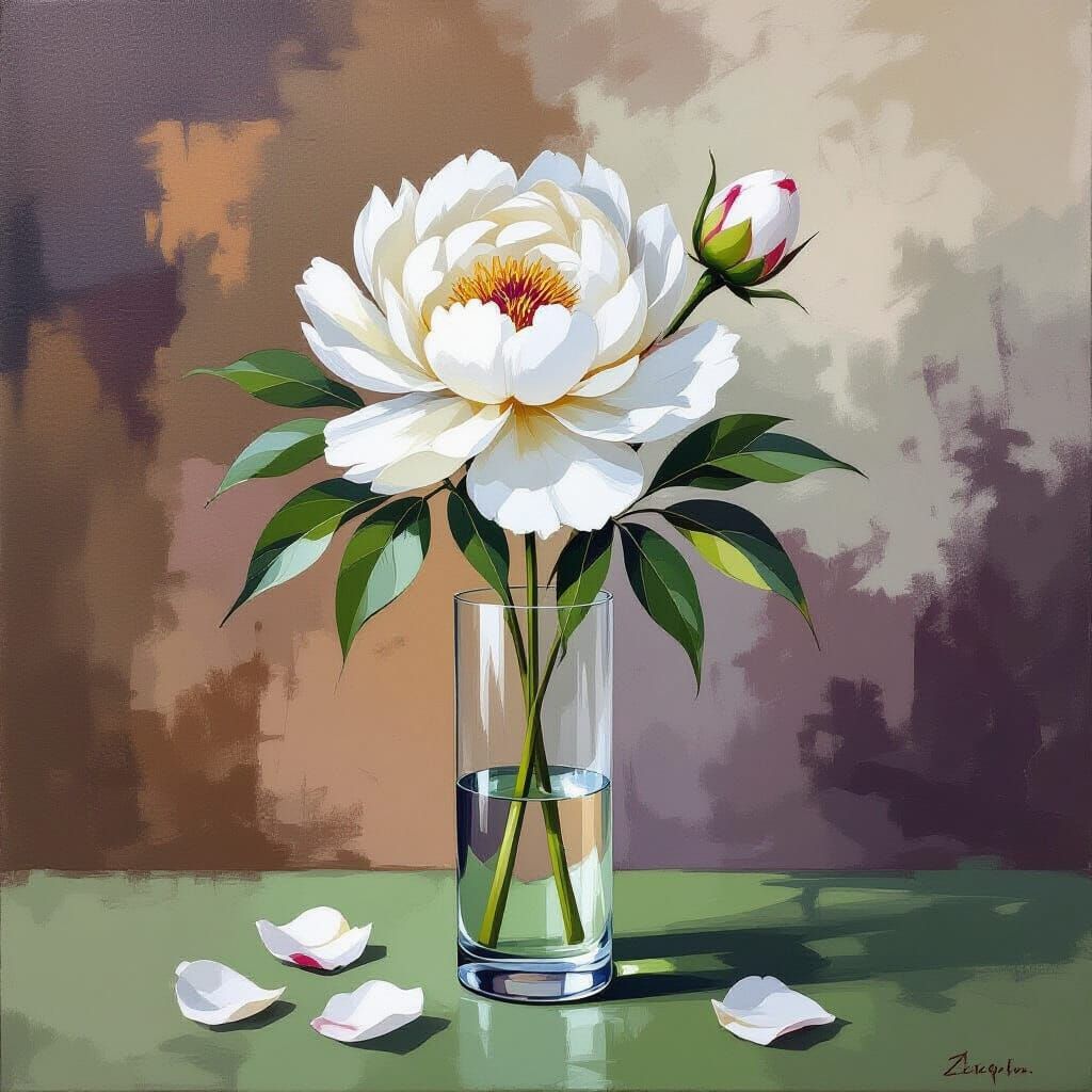 Minimalist Floral Still Life Acrylic Painting