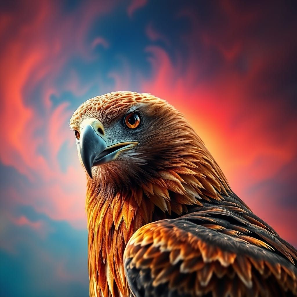 Majestic Red Kite Eagle in Vibrant Gradient Sky