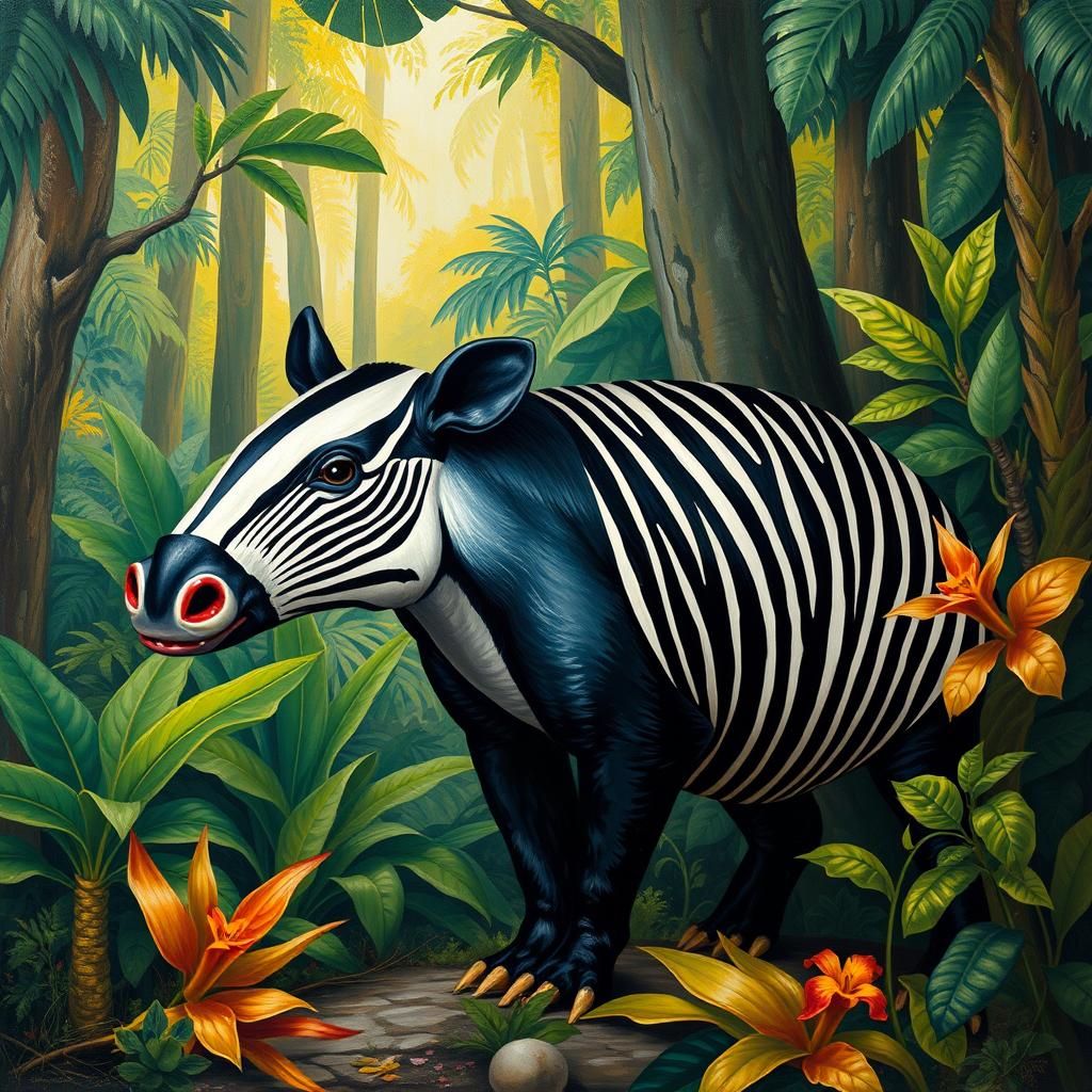 Majestic Malayan Tapir in Dreamlike Rainforest