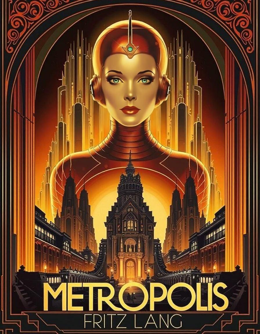 Metropolis Movie Poster in Art Deco Style