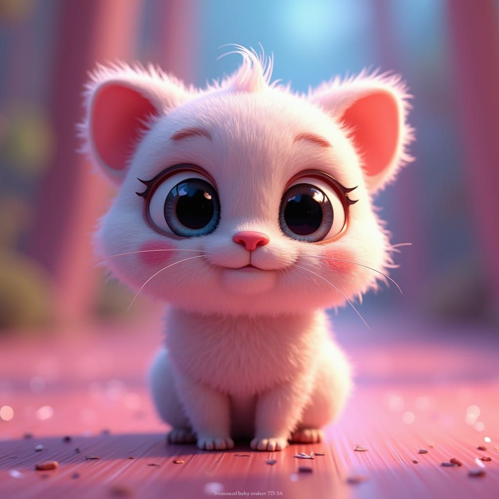 Whimsical 3D Creature with Radiant Eyes