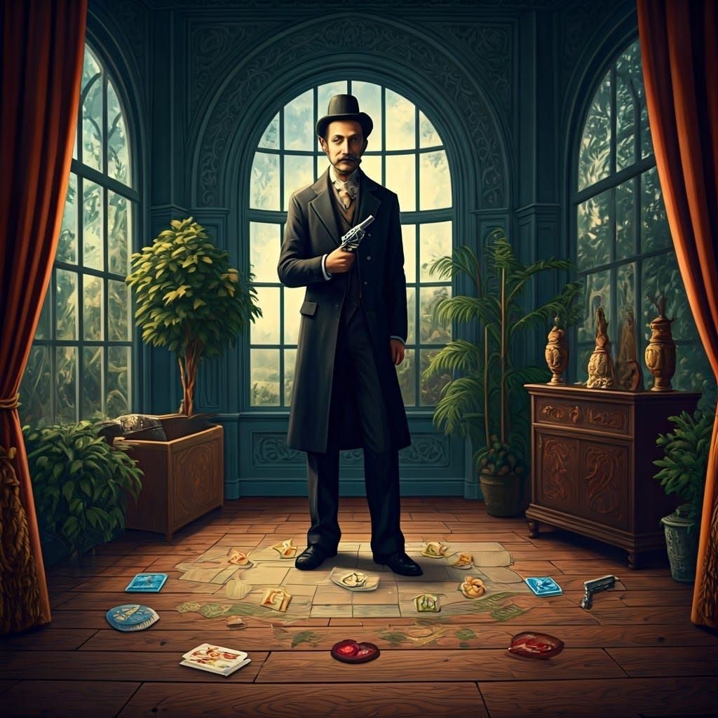 Miss Scarlett in a Victorian Conservatory, Encaustic Style