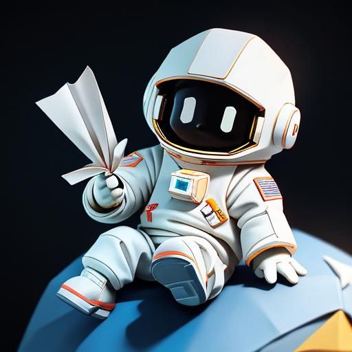 Cute Origami Astronaut Toy in Soft Focus