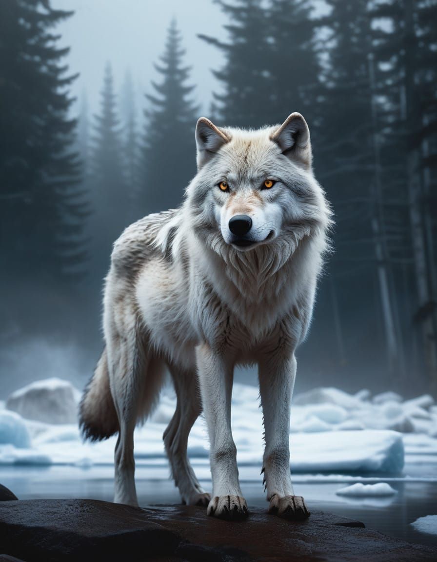 Majestic Hyperrealistic Arctic Wolf Shatters Illusion in Daz...