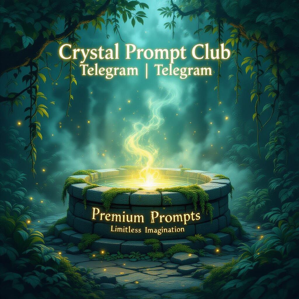 Mystical Jungle Well with Glowing Text