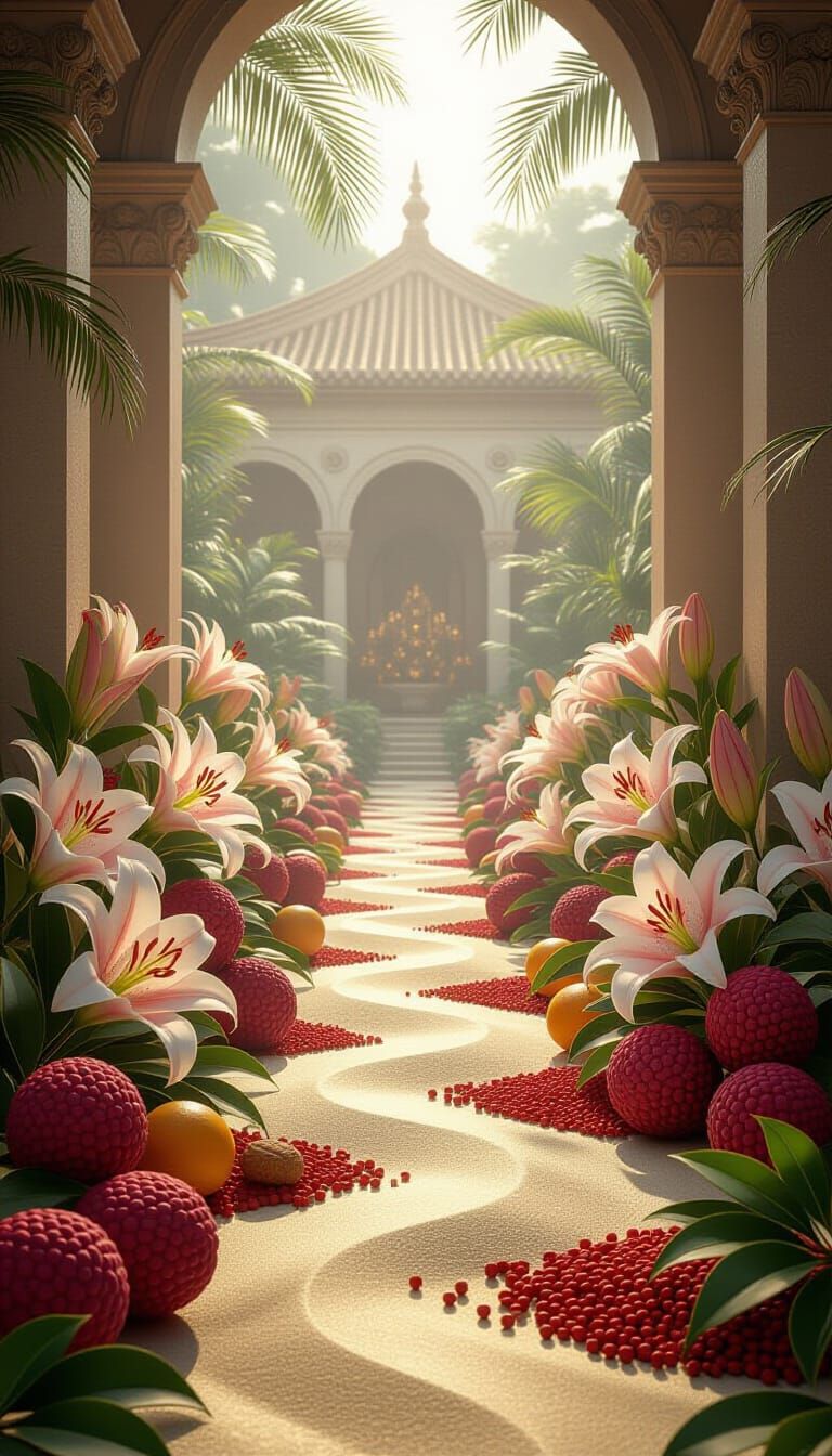 Luxe Fragrance Composition with Lychee, Lilies, and Amber