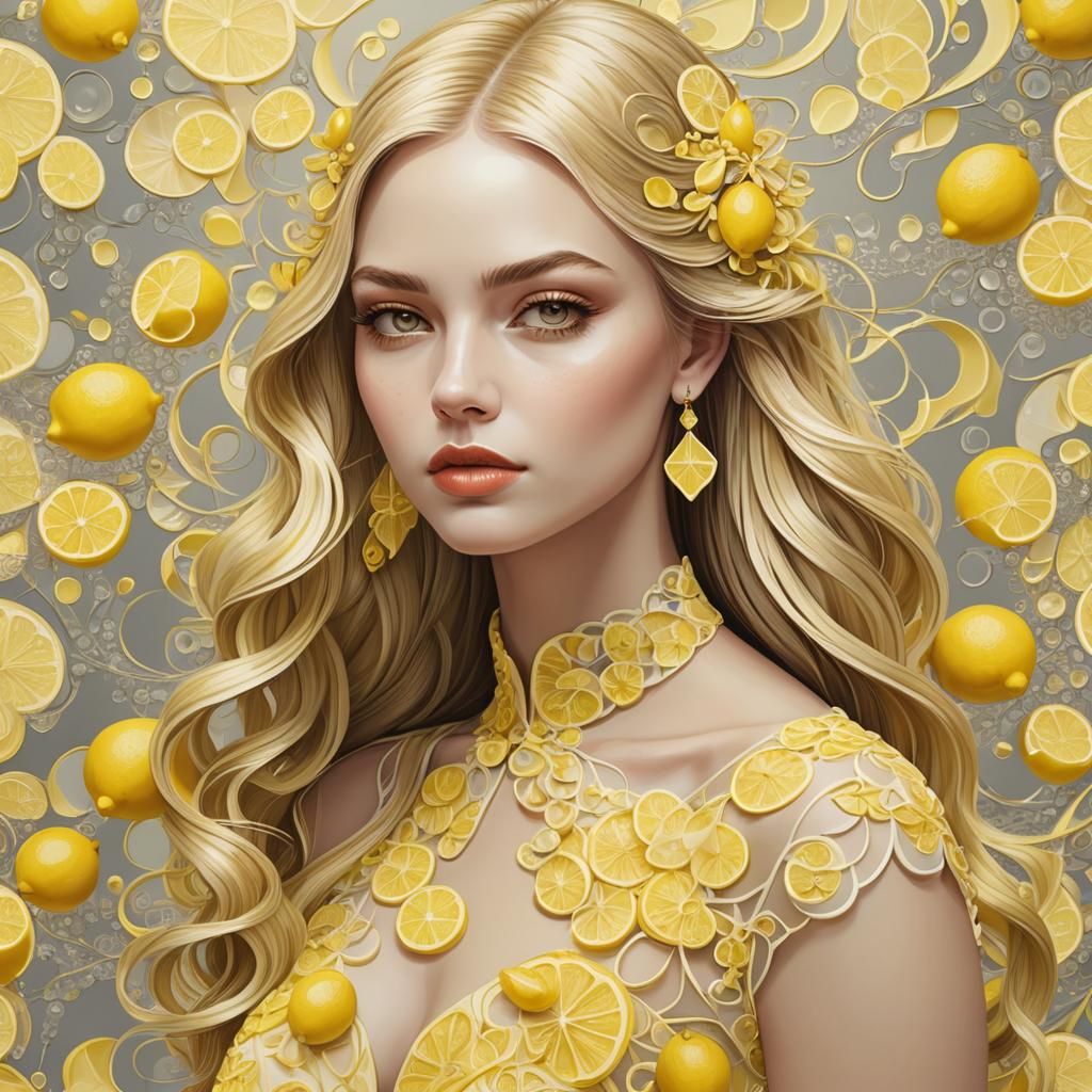 Lemon Girl: Elegant Portrait with Zentangle Elements