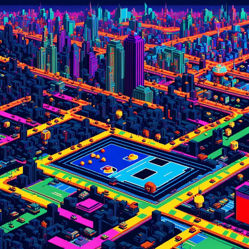 Upper Manhattan as Retro Arcade Pixel Art