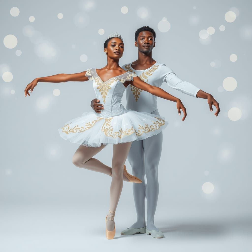 Elegant African American Ballet Dancers Posing Gracefully