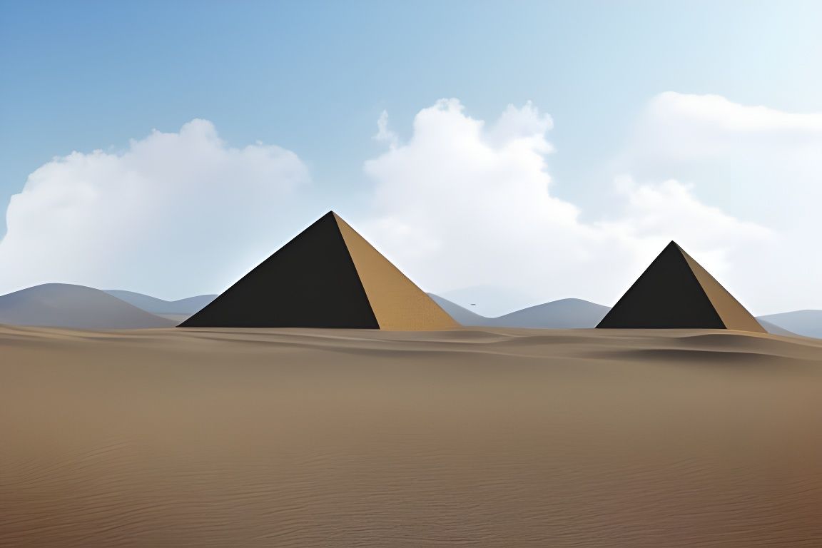Hyperrealistic Egyptian Pyramids in Desert Landscape
