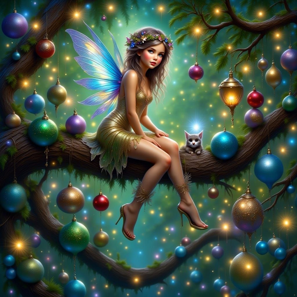 Whimsical Fairy on Christmas Baubles