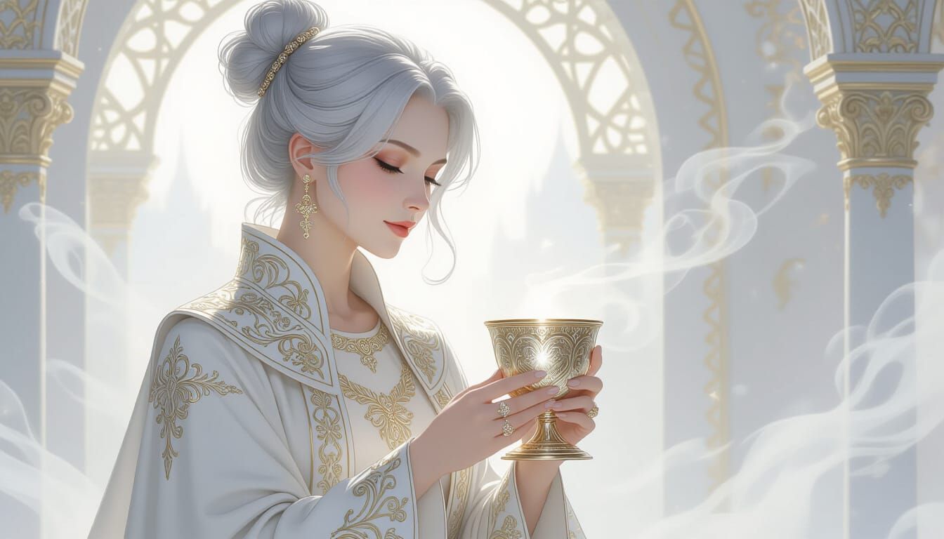 Silver Matron with Chalice in Ethereal Fantasy Style