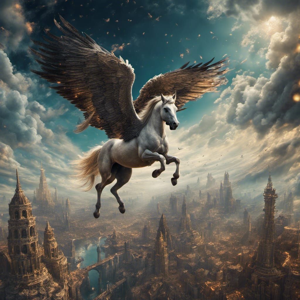 Pegasus in Flight: Epic Digital Matte Painting